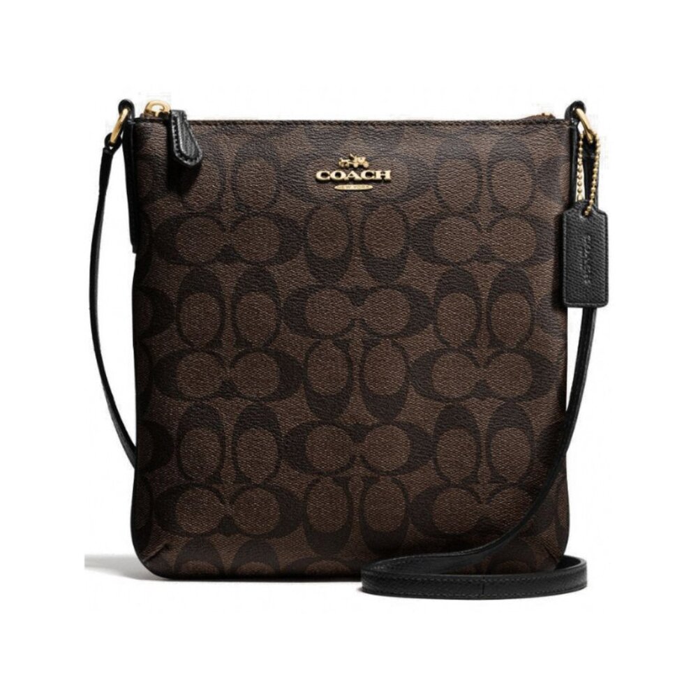 Coach North South Black Brown Gold Crossbody